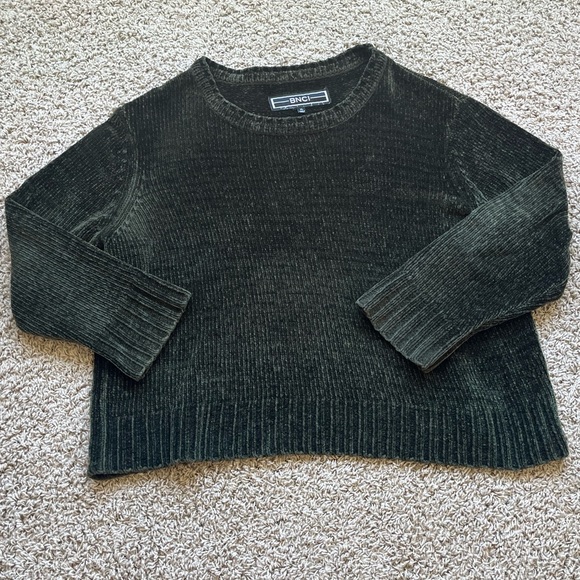 Oversized moss green chenille sweater - Picture 1 of 3